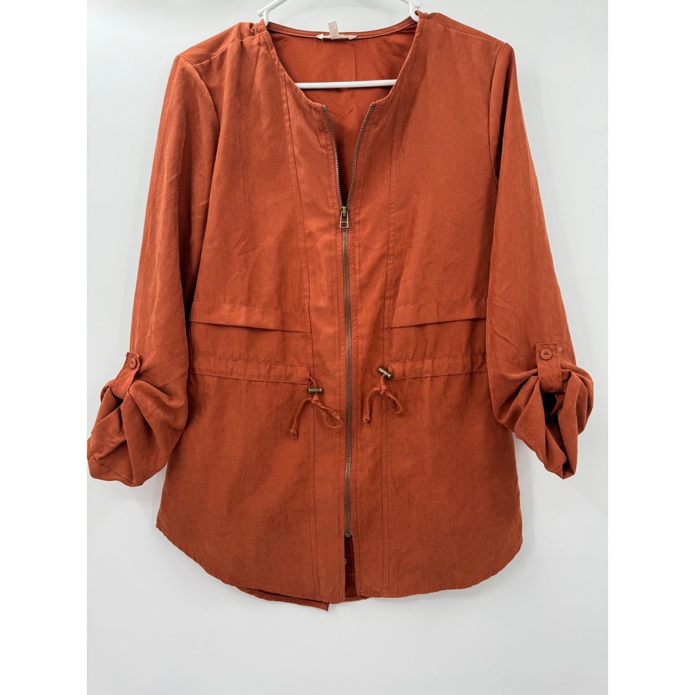 Maurices Rust Orange Utility Jacket Roll Tab Sleeve Drawstring Waist Small